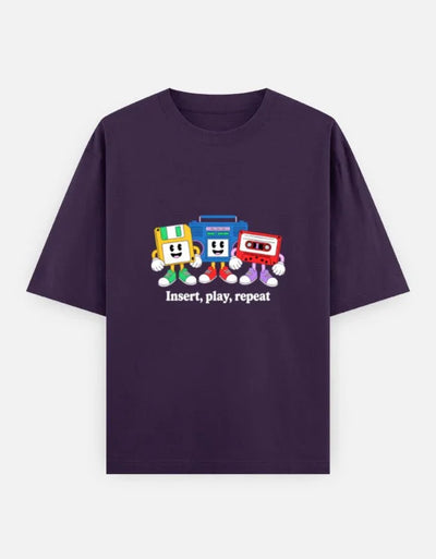 memory graphic - Unisex Oversized Classic T-Shirt in purple - front view #color_purple