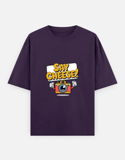 camera graphic - Unisex Oversized Classic T-Shirt in purple - front view #color_purple