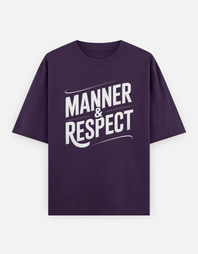 Manner And Respect Text Graphic- Unisex Oversized Classic T-Shirt in purple - front view #color_purple