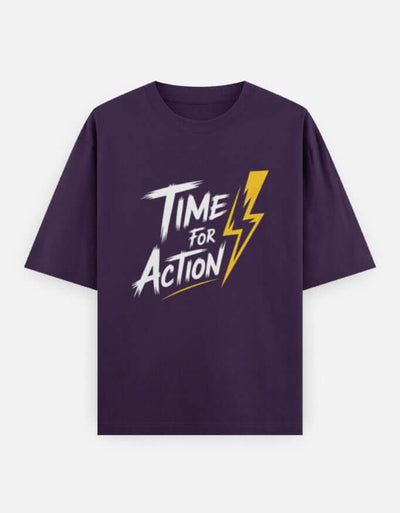 Time For Action Graphic - Unisex Oversized Classic T-Shirt in purple - front view #color_purple