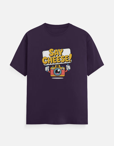 Say Cheese Camera Graphic - Unisex Classic Crew T-Shirt in purple - front view #color_purple