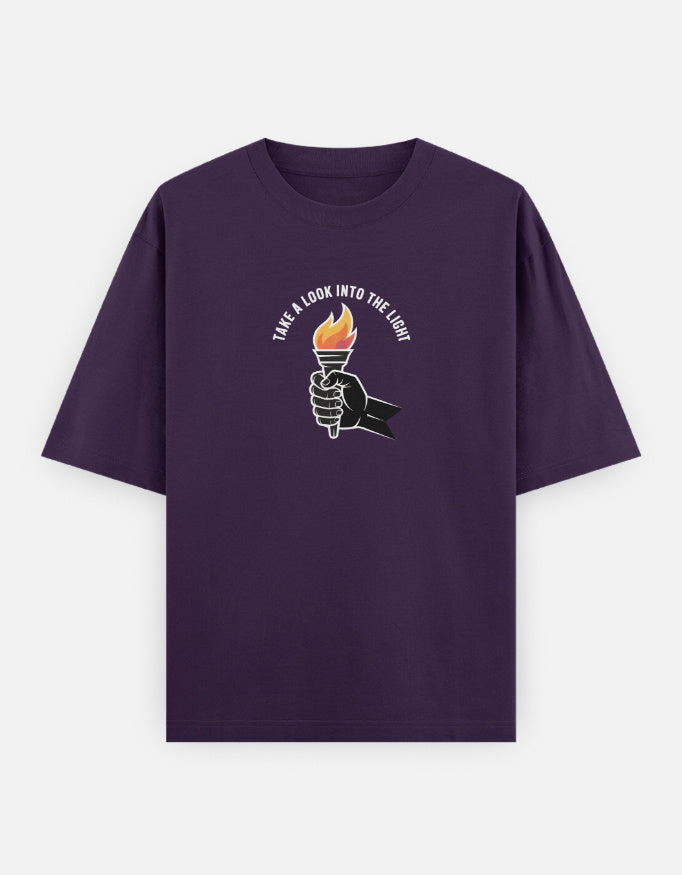 Dragon Fire Graphic - Unisex Oversized Classic T-Shirt in purple - front view #color_purple