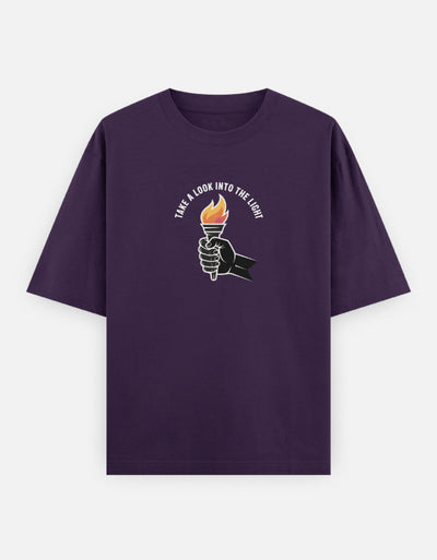 Dragon Fire Graphic - Unisex Oversized Classic T-Shirt in purple - front view #color_purple