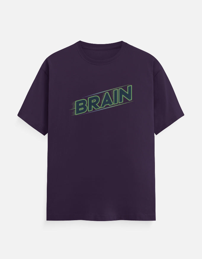 Brain Text Minimal Graphic - Unisex Classic Crew T-Shirt in purple - front view #color_purple