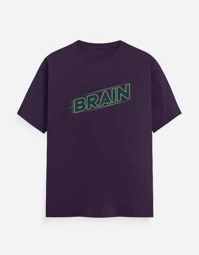 Brain Text Minimal Graphic - Unisex Classic Crew T-Shirt in purple - front view #color_purple