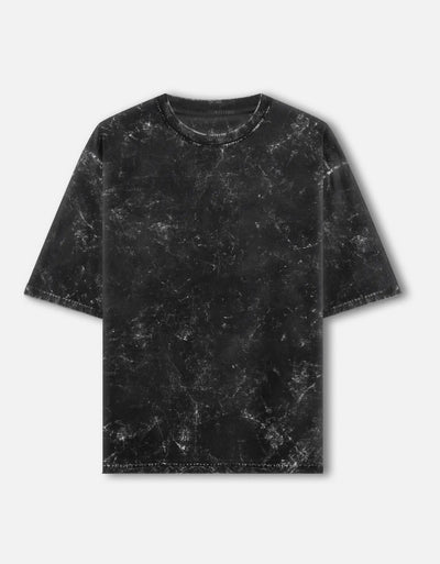 Plain - Unisex Acid Washed Oversized Tee in black - front view #color_black