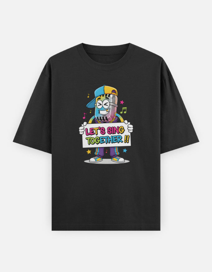 Disco Dance Graphic - Unisex Oversized Classic T-Shirt in black - front view #color_black
