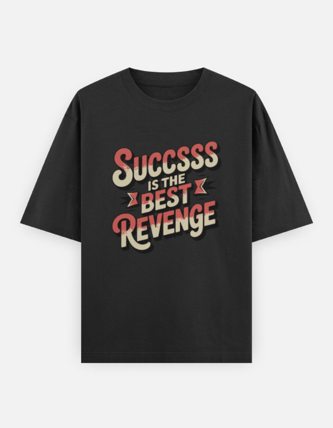 Success Is The Best Revenge Minimal Text Design - Unisex Oversized Classic T-Shirt in black - front view #color_black