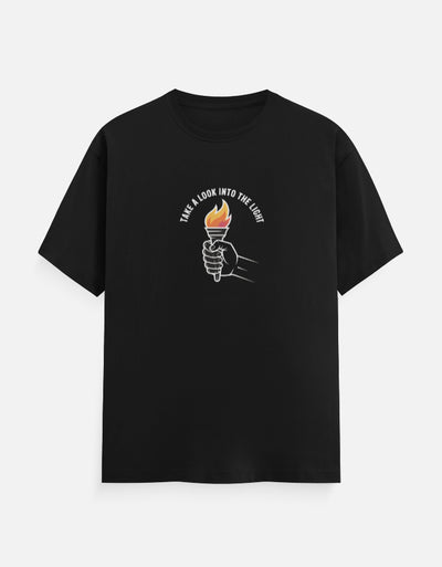 Fire And Ghost Graphic - Unisex Classic Crew T-Shirt in black - front view #color_black