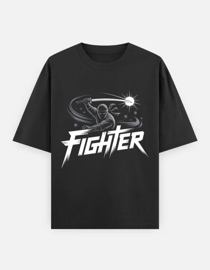 Ninja Fighter Cobra - Unisex Oversized Classic T-Shirt in black - front view #color_black
