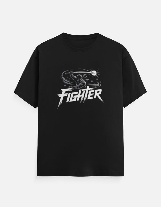 Ninja Fighter And Sword Graphic - Unisex Classic Crew T-Shirt in black - front view #color_black