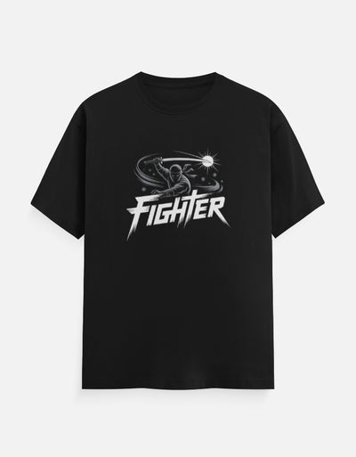 Ninja Fighter And Sword Graphic - Unisex Classic Crew T-Shirt in black - front view #color_black