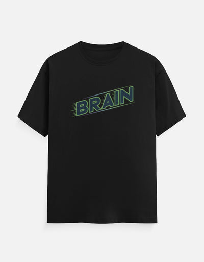 Brain Text Minimal Graphic - Unisex Classic Crew T-Shirt in black - front view #color_black