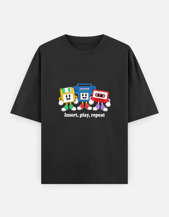 memory graphic - Unisex Oversized Classic T-Shirt in black - front view #color_black