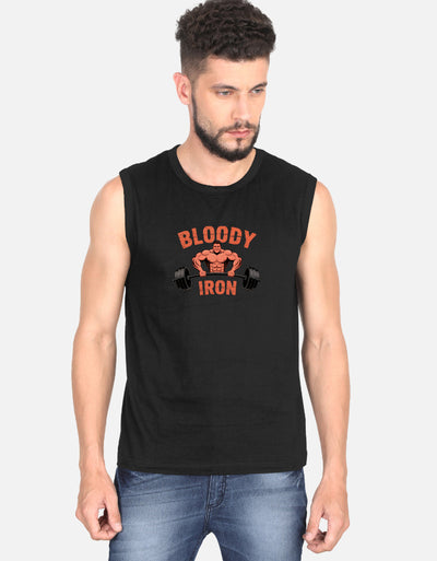 GYM Body Iron Graphic - Men's Sleeveless T-Shirt in black - front view #color_black