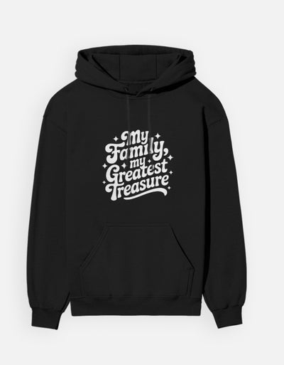 Family Minimal Text Design - Unisex Hoodie in black - front view #color_black