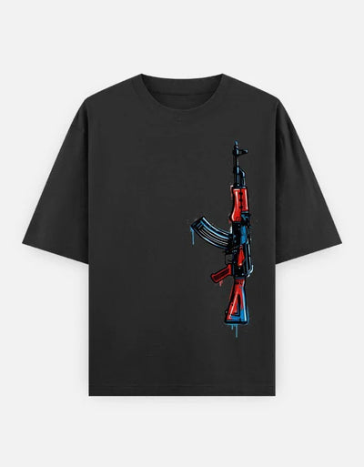 AK47 Gun - Unisex Oversized Classic T-Shirt in black - front view #color_black