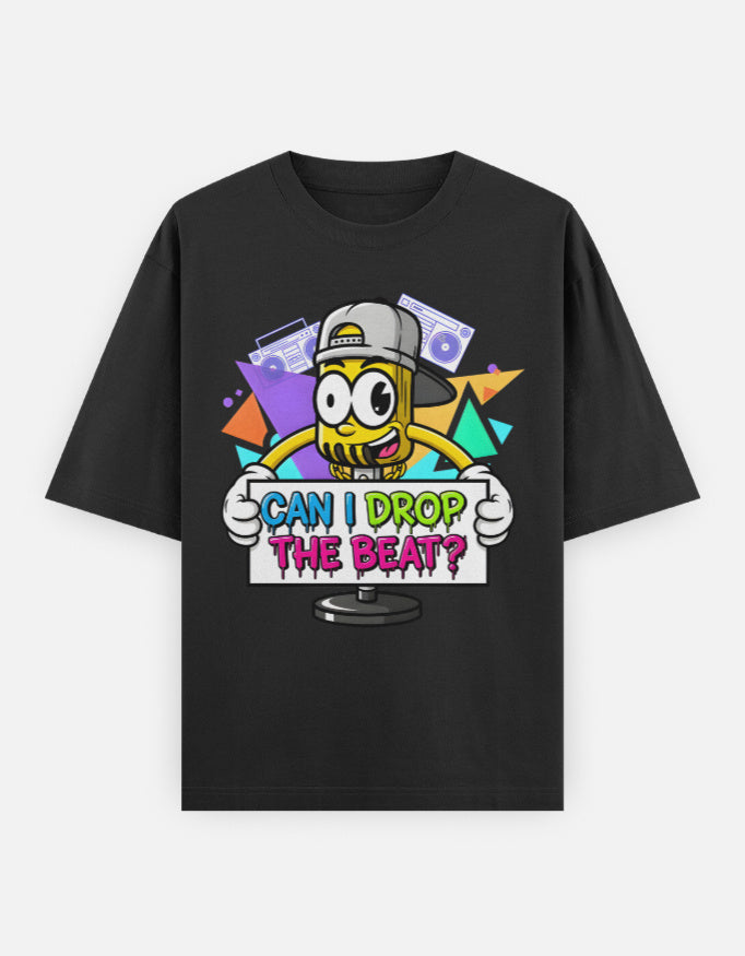 Disco Dance Mike Graphic - Unisex Oversized Classic T-Shirt in black - front view #color_black