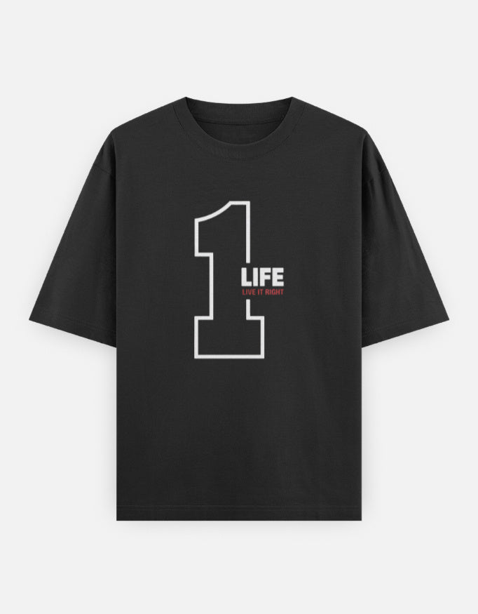 One Life Live It Now Text Design - Unisex Oversized Classic T-Shirt in black - front view #color_black