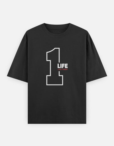 One Life Live It Now Text Design - Unisex Oversized Classic T-Shirt in black - front view #color_black