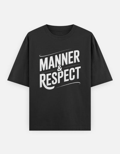 Manner And Respect Text Graphic- Unisex Oversized Classic T-Shirt in black - front view #color_black