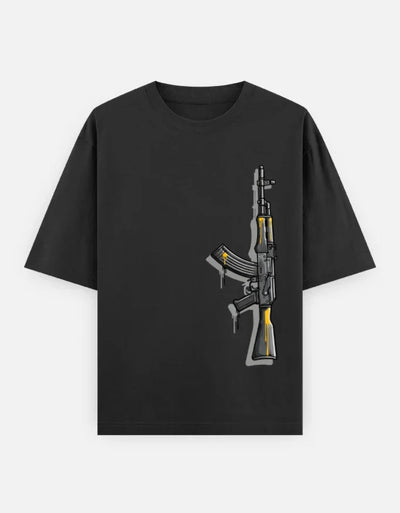 AK47 Gun - Unisex Oversized Classic T-Shirt in black - front view #color_black