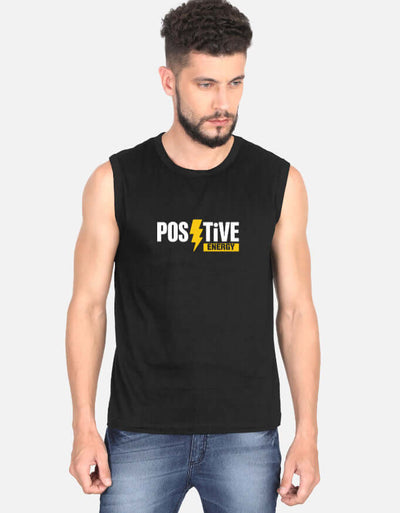 Positive Energy Graphic - Men's Sleeveless T-Shirt in black - front view #color_black