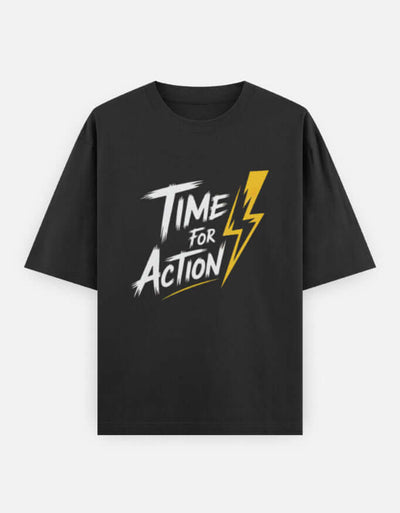 Time For Action Graphic - Unisex Oversized Classic T-Shirt in black - front view #color_black