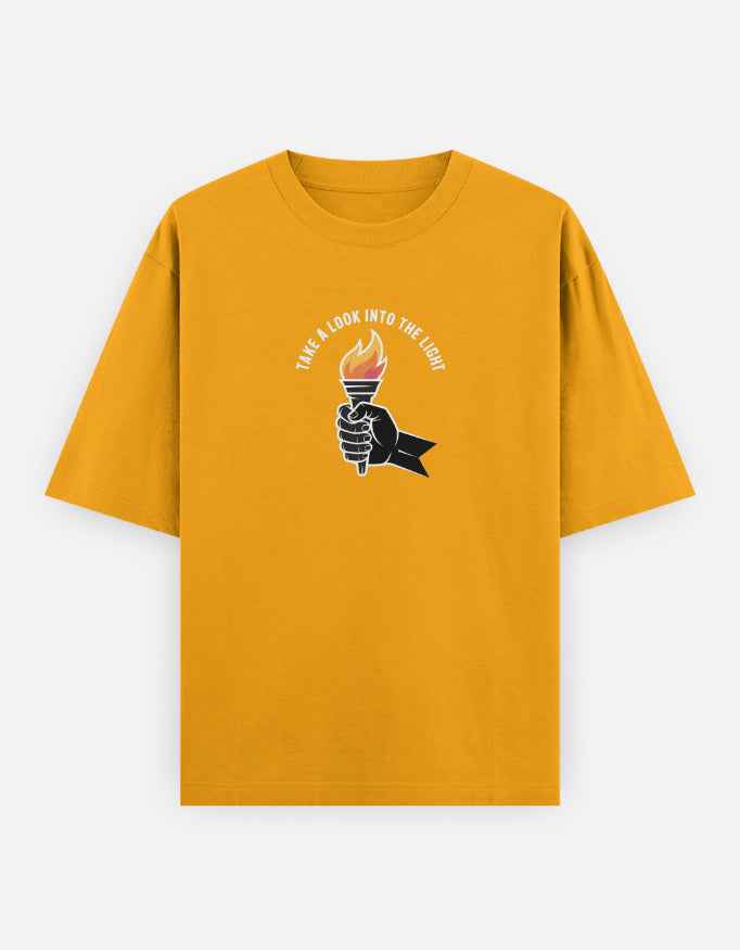 Dragon Fire Graphic - Unisex Oversized Classic T-Shirt in golden yellow - front view #color_golden-yellow