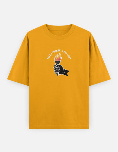Dragon Fire Graphic - Unisex Oversized Classic T-Shirt in golden yellow - front view #color_golden-yellow