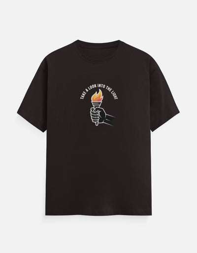 Fire And Ghost Graphic - Unisex Classic Crew T-Shirt in coffee brown - front view #color_coffee-brown