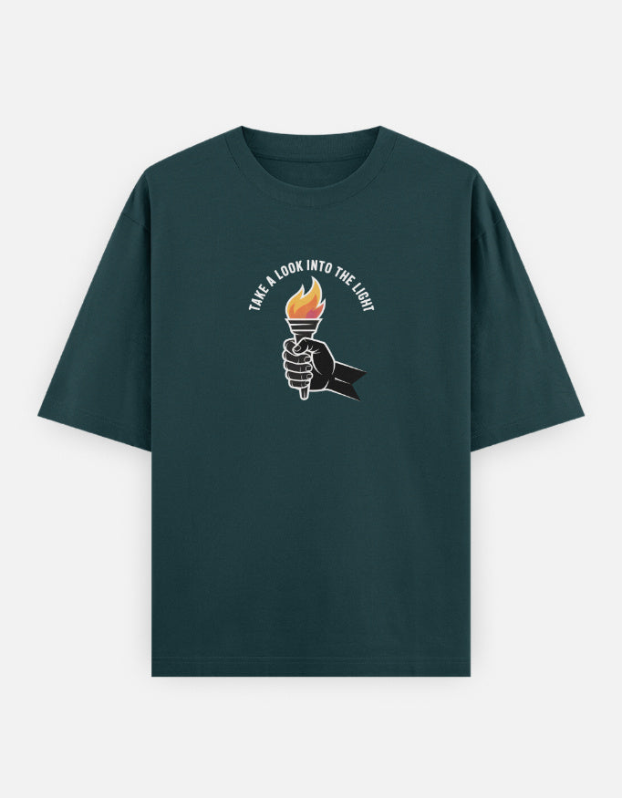 Dragon Fire Graphic - Unisex Oversized Classic T-Shirt in petrol blue - front view #color_petrol-blue