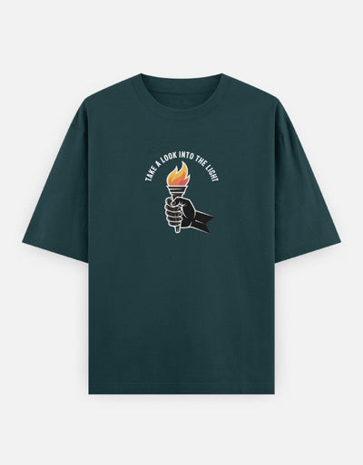 Dragon Fire Graphic - Unisex Oversized Classic T-Shirt in petrol blue - front view #color_petrol-blue