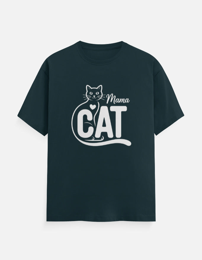 Cat Graphic - Unisex Classic Crew T-Shirt in petrol blue - front view #color_petrol-blue