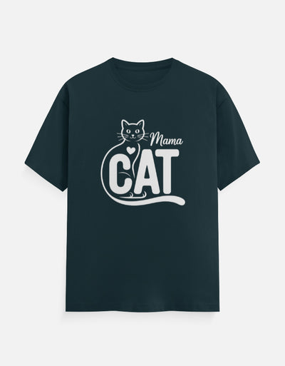 Cat Graphic - Unisex Classic Crew T-Shirt in petrol blue - front view #color_petrol-blue
