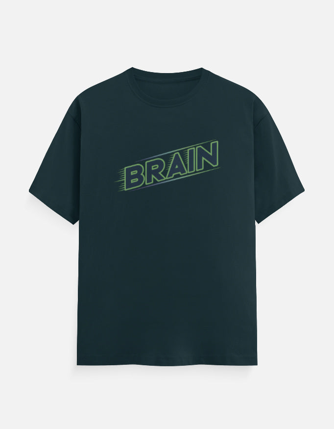 Brain Text Minimal Graphic - Unisex Classic Crew T-Shirt in petrol blue - front view #color_petrol-blue