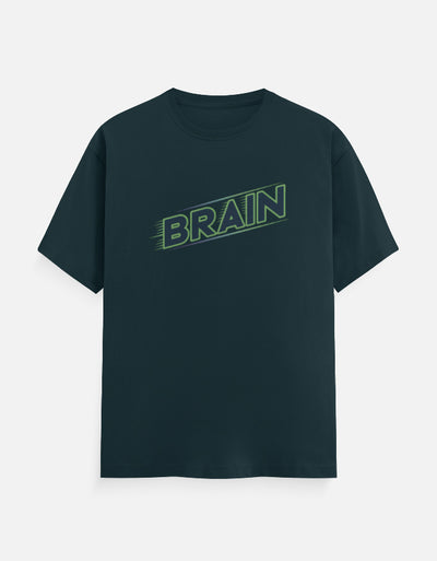 Brain Text Minimal Graphic - Unisex Classic Crew T-Shirt in petrol blue - front view #color_petrol-blue