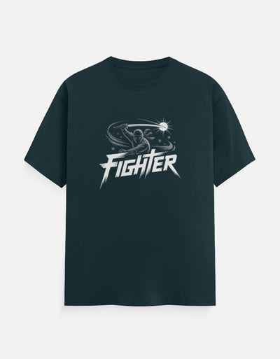 Ninja Fighter And Sword Graphic - Unisex Classic Crew T-Shirt in petrol blue - front view #color_petrol-blue