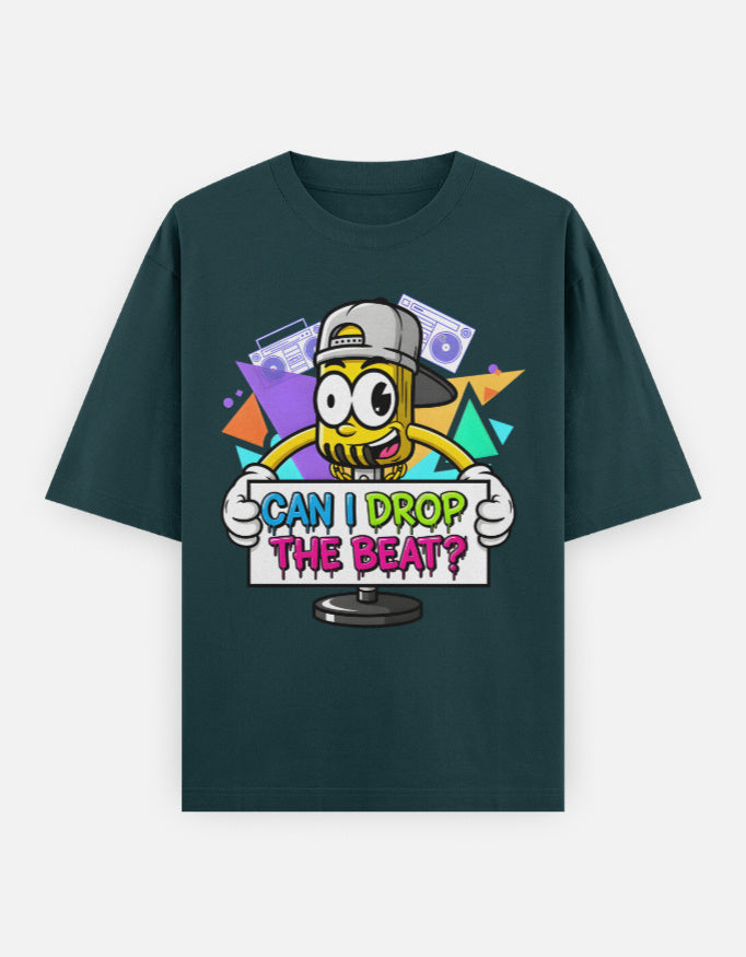 Disco Dance Mike Graphic - Unisex Oversized Classic T-Shirt in petrol blue - front view #color_petrol-blue