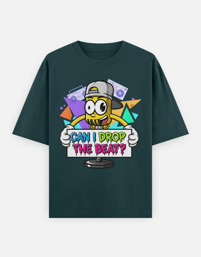 Disco Dance Mike Graphic - Unisex Oversized Classic T-Shirt in petrol blue - front view #color_petrol-blue