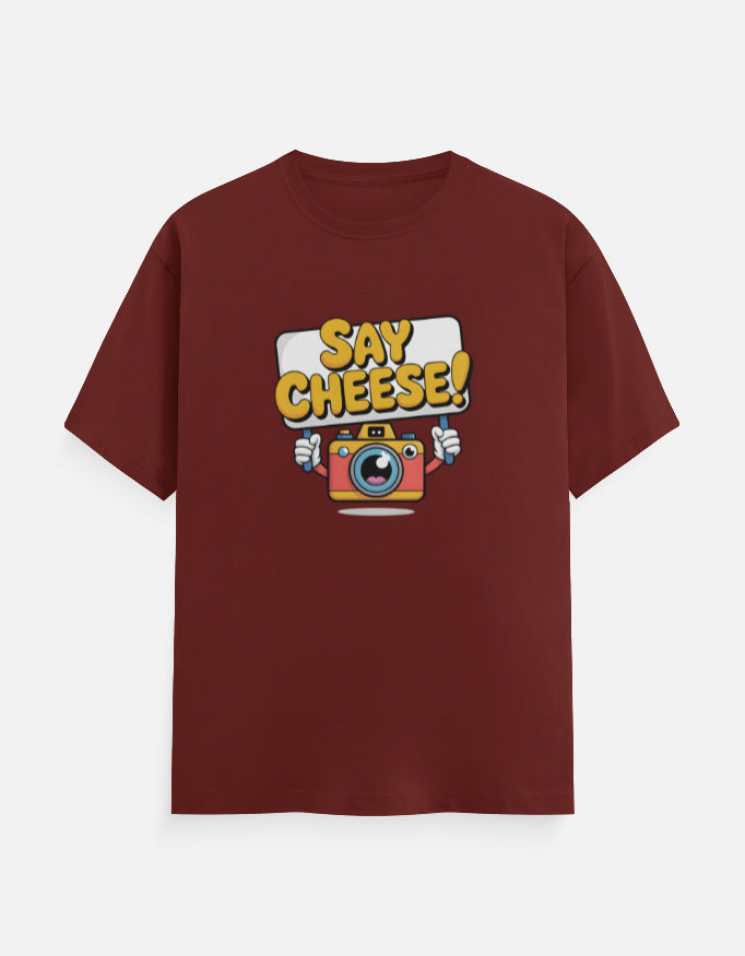 Say Cheese Camera Graphic - Unisex Classic Crew T-Shirt in brick red - front view #color_brick-red