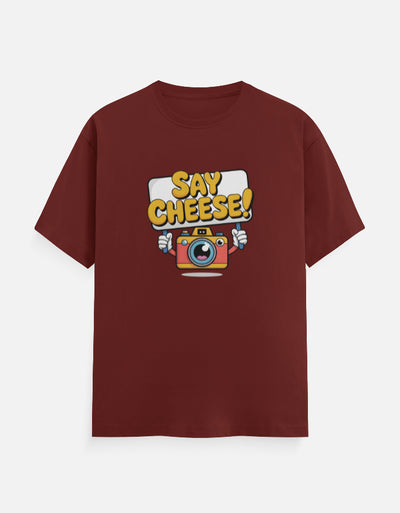 Say Cheese Camera Graphic - Unisex Classic Crew T-Shirt in brick red - front view #color_brick-red