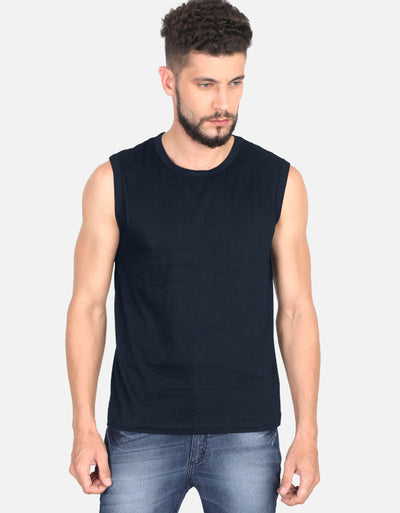 Plain - Men's Sleeveless T-Shirt in navy blue - front view #color_navy-blue