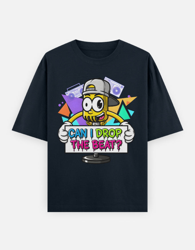 Disco Dance Mike Graphic - Unisex Oversized Classic T-Shirt in navy blue - front view #color_navy-blue