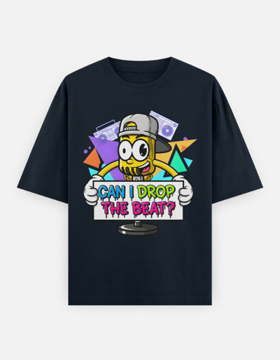 Disco Dance Mike Graphic - Unisex Oversized Classic T-Shirt in navy blue - front view #color_navy-blue