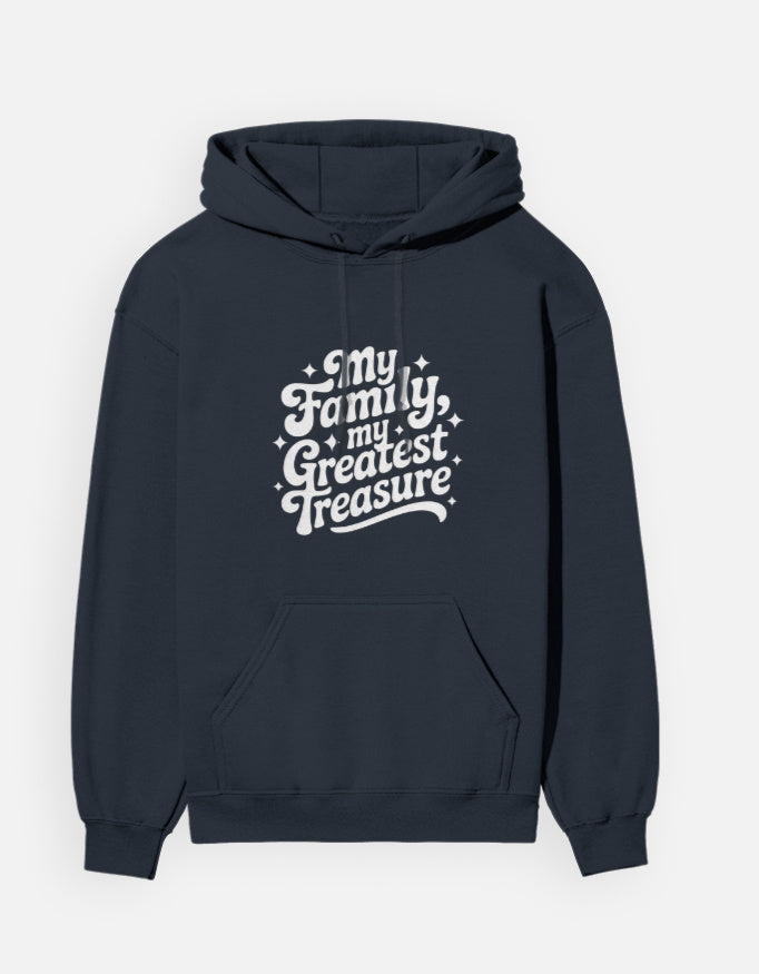 Family Minimal Text Design - Unisex Hoodie in navy blue - front view #color_navy-blue