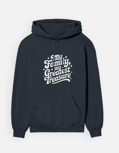 Family Minimal Text Design - Unisex Hoodie in navy blue - front view #color_navy-blue