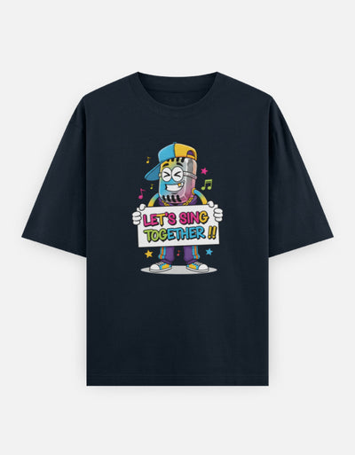 Disco Dance Graphic - Unisex Oversized Classic T-Shirt in navy blue - front view #color_navy-blue