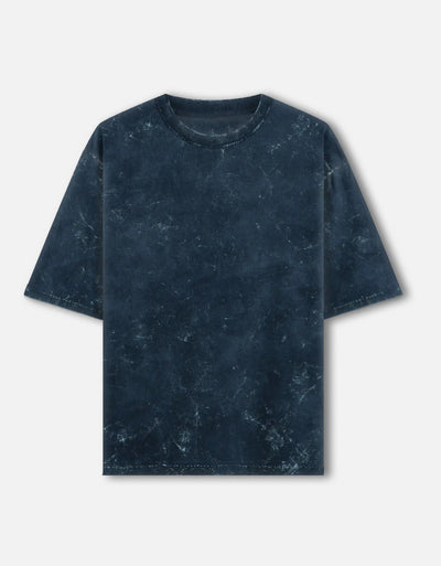Plain - Unisex Acid Washed Oversized Tee in navy blue - front view #color_navy-blue