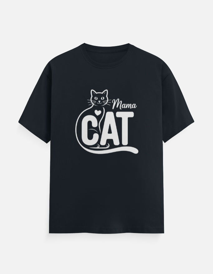 Cat Graphic - Unisex Classic Crew T-Shirt in navy blue - front view #color_navy-blue